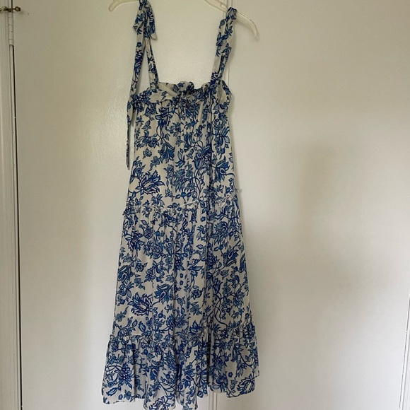 Poetry Dresses & Skirts - White/blue floral tie shoulder dress